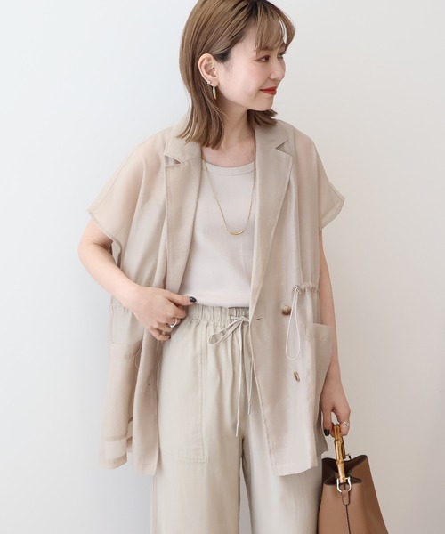 AMERICAN HOLIC（アメリカンホリック）の「シアーオーバーサイズテーラードベスト（その他アウター・レディース・ベージュ/ブラック/カーキ・FREE）」の8枚目の写真