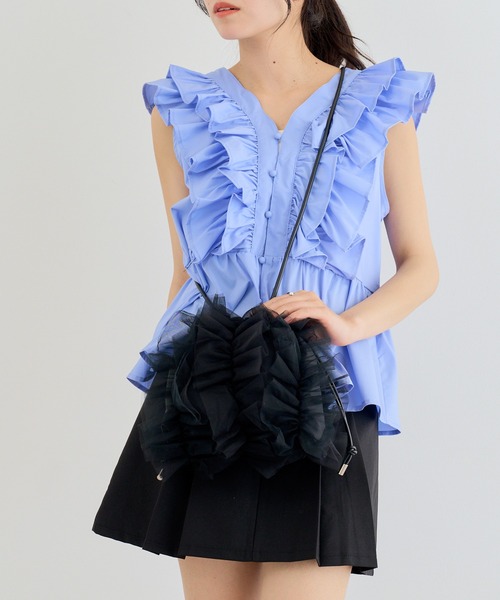 MIAN (ミアン)の「【MIAN】2wayボリュームチュールフリル ドロスト巾着バッグ ショルダーバッグ 結婚式 二次会 オケージョン / 2251-299-1(ショルダーバッグ・レディース・ブラック/ピンク/ブルー/グレー・FREE)」の10枚目の写真