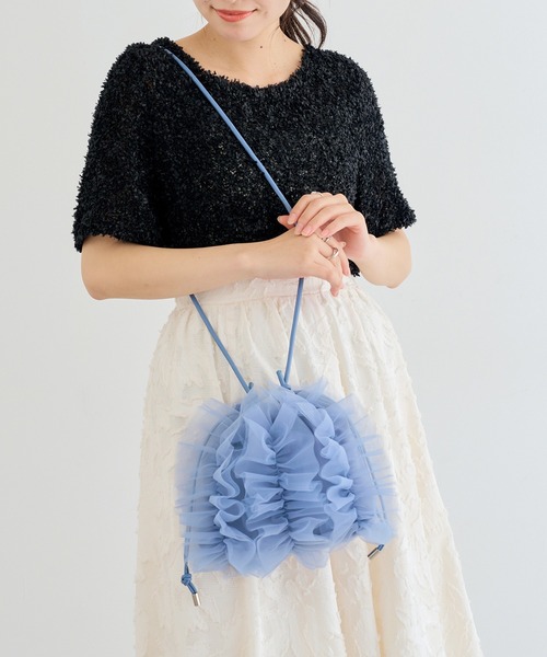MIAN (ミアン)の「【MIAN】2wayボリュームチュールフリル ドロスト巾着バッグ ショルダーバッグ 結婚式 二次会 オケージョン / 2251-299-1(ショルダーバッグ・レディース・ブラック/ピンク/ブルー/グレー・FREE)」の20枚目の写真