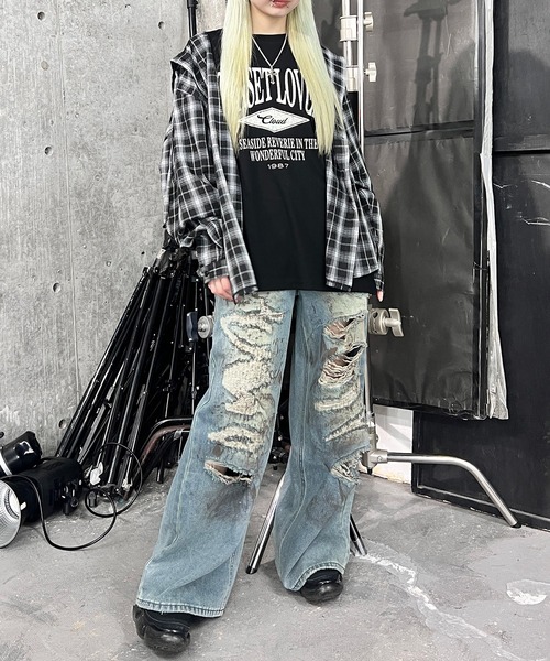 ダメージデニム EDWIN エドウィン 505ZX ルーズストレート デニム ジーンズ 日本製