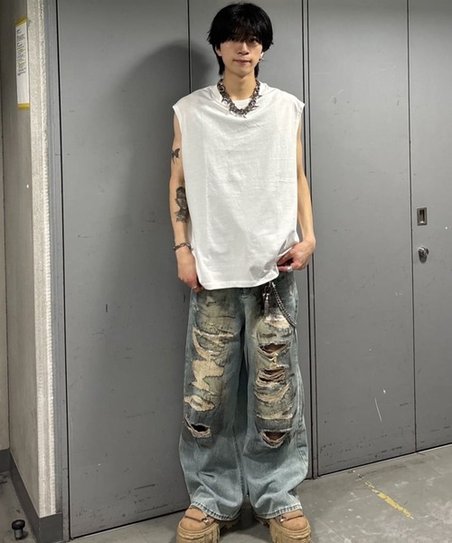 ダメージデニム EDWIN エドウィン 505ZX ルーズストレート デニム ジーンズ 日本製