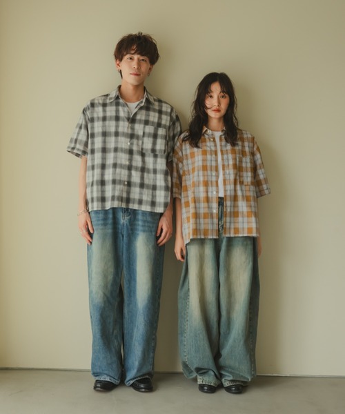 INTER FACTORY（インターファクトリー）の「Ryo - Gren Check Short Shirt / グレンチェックショートシャツ　made in INTER FACTORY（シャツ/ブラウス・メンズ・イエロー/ブラック・MEDIUM/LARGE）」の5枚目の写真