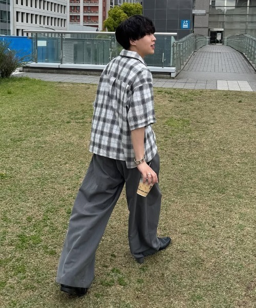 INTER FACTORY（インターファクトリー）の「Ryo - Gren Check Short Shirt / グレンチェックショートシャツ　made in INTER FACTORY（シャツ/ブラウス・メンズ・イエロー/ブラック・MEDIUM/LARGE）」の6枚目の写真