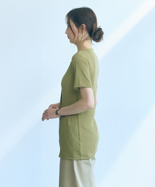 slattgir(スラットジール)の「高身長 カットリブカーディガン(トールサイズ)Essenave(Tシャツ/カットソー・レディース・グレー/イエロー系・LL/3L/4L/5L/M/L)」の8枚目の写真
