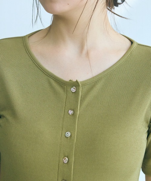 slattgir(スラットジール)の「高身長 カットリブカーディガン(トールサイズ)Essenave(Tシャツ/カットソー・レディース・グレー/イエロー系・LL/3L/4L/5L/M/L)」の6枚目の写真