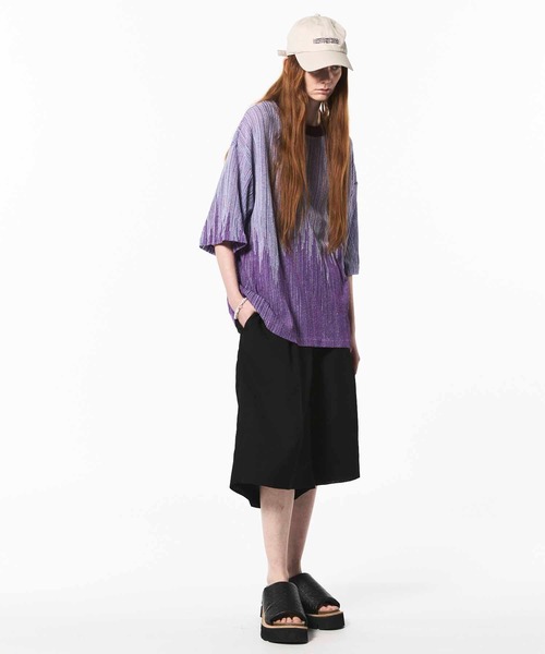 MAISON SPECIAL(メゾンスペシャル)の「《UNISEX》Prime-Over Gradation Short Sleeve Crew Neck Knit T-Shirt/プライムオーバーグラデーションショートスリーブクルーネックニットTシャツ【MAISON SPECIAL/メゾンスペシャル】(Tシャツ/カットソー・メンズ・イエロー/パープル/ブラック・1/2)」の5枚目の写真