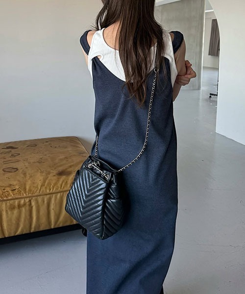 willfully hole tank layered rib OP ブラック セール】hole tank layered rib OP（ワンピース）｜WILLFULLY
