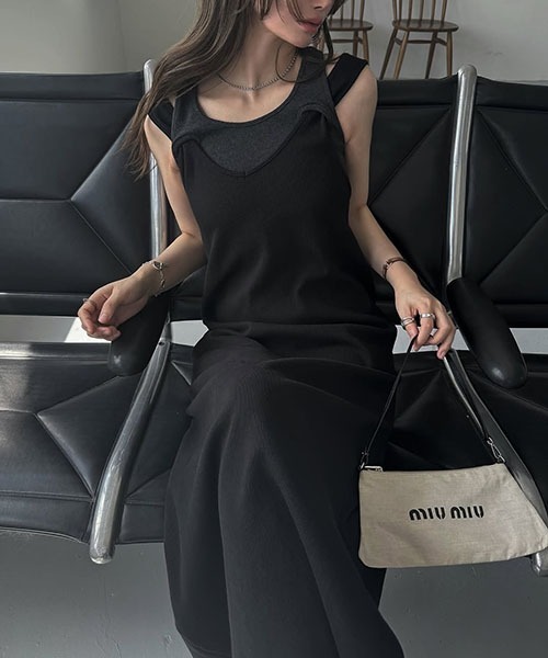 willfully hole tank layered rib OP ブラック セール】hole tank layered rib OP（ワンピース）｜WILLFULLY
