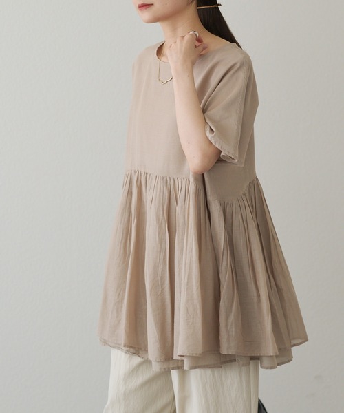 PUAL CE CIN(ピュアルセシン)の「【WEB限定】インドボイルチュニック(シャツ/ブラウス・レディース・ベージュ/レッド/オフホワイト/ブラック・FREE)」の6枚目の写真