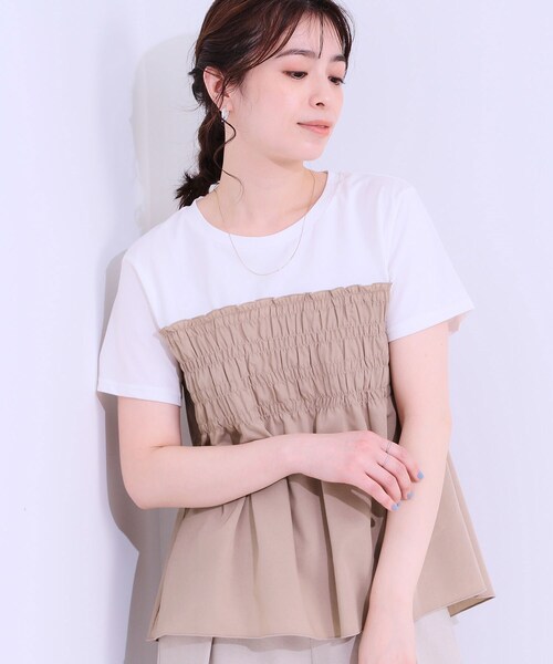 DRESKIP(ドレスキップ)の「【洗える/S-LL】大人に似合う ビスチェ風ドッキングトップス(Tシャツ/カットソー・レディース・ブラック系4/オフホワイト/ホワイト系7/チャコールグレー・02/03/01/04)」の2枚目の写真