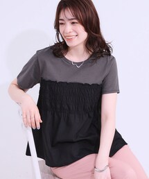 【洗える/S-LL】大人に似合う ビスチェ風ドッキングトップス