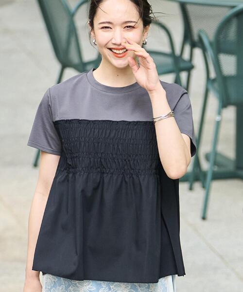 DRESKIP(ドレスキップ)の「【洗える/S-LL】大人に似合う ビスチェ風ドッキングトップス(Tシャツ/カットソー・レディース・ブラック系4/オフホワイト/ホワイト系7/チャコールグレー・02/03/01/04)」の5枚目の写真