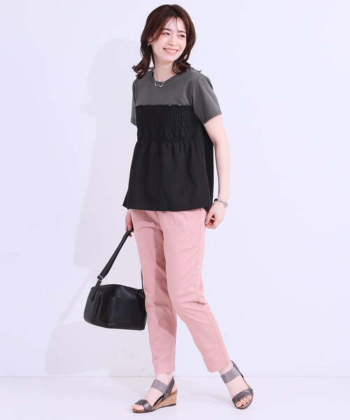 DRESKIP(ドレスキップ)の「【洗える/S-LL】大人に似合う ビスチェ風ドッキングトップス(Tシャツ/カットソー・レディース・ブラック系4/オフホワイト/ホワイト系7/チャコールグレー・02/03/01/04)」の12枚目の写真