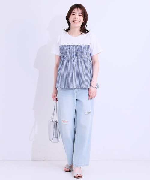 DRESKIP(ドレスキップ)の「【洗える/S-LL】大人に似合う ビスチェ風ドッキングトップス(Tシャツ/カットソー・レディース・ブラック系4/オフホワイト/ホワイト系7/チャコールグレー・02/03/01/04)」の16枚目の写真