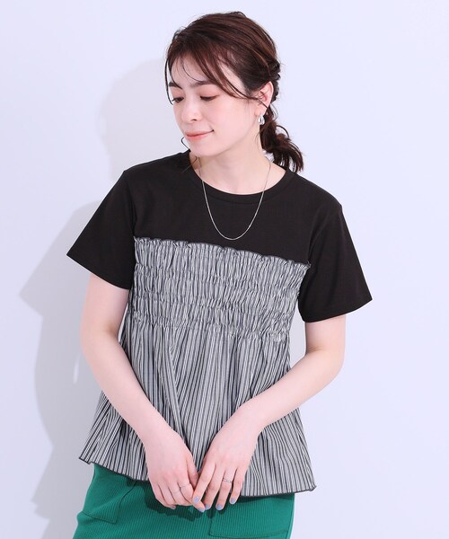 DRESKIP(ドレスキップ)の「【洗える/S-LL】大人に似合う ビスチェ風ドッキングトップス(Tシャツ/カットソー・レディース・ブラック系4/オフホワイト/ホワイト系7/チャコールグレー・02/03/01/04)」の18枚目の写真