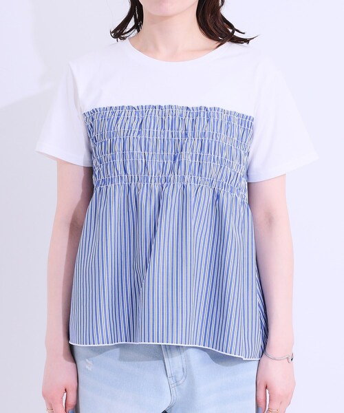 DRESKIP(ドレスキップ)の「【洗える/S-LL】大人に似合う ビスチェ風ドッキングトップス(Tシャツ/カットソー・レディース・ブラック系4/オフホワイト/ホワイト系7/チャコールグレー・02/03/01/04)」の22枚目の写真