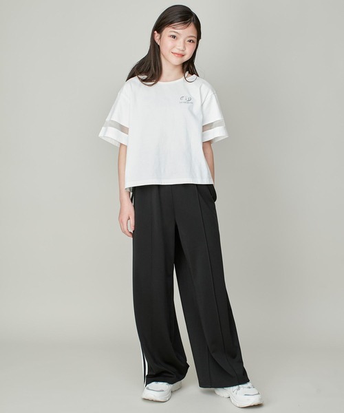 SISTER JENNI（SISTER JENNI）の「【コットン100％】そでチュール切替ネックあき短丈T（Tシャツ/カットソー・キッズ・ブラック/オフホワイト/ラベンダー・130cm/140cm/150cm/160cm）」の4枚目の写真