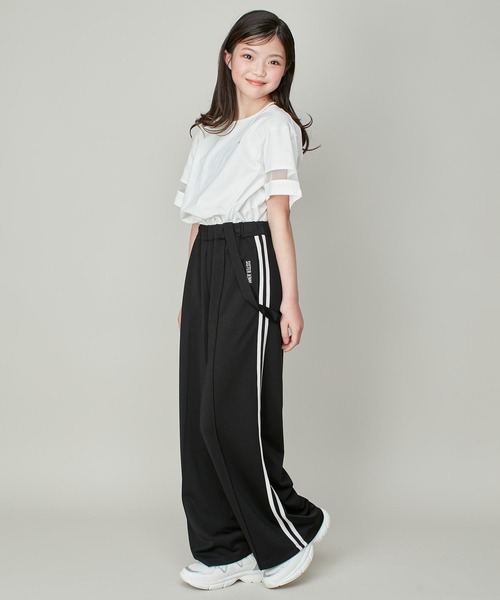 SISTER JENNI（SISTER JENNI）の「【コットン100％】そでチュール切替ネックあき短丈T（Tシャツ/カットソー・キッズ・ブラック/オフホワイト/ラベンダー・130cm/140cm/150cm/160cm）」の6枚目の写真