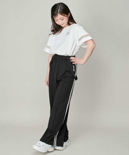 SISTER JENNI（SISTER JENNI）の「【コットン100％】そでチュール切替ネックあき短丈T（Tシャツ/カットソー・キッズ・ブラック/オフホワイト/ラベンダー・130cm/140cm/150cm/160cm）」の7枚目の写真