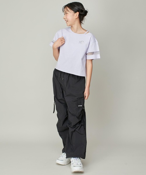 SISTER JENNI（SISTER JENNI）の「【コットン100％】そでチュール切替ネックあき短丈T（Tシャツ/カットソー・キッズ・ブラック/オフホワイト/ラベンダー・130cm/140cm/150cm/160cm）」の18枚目の写真