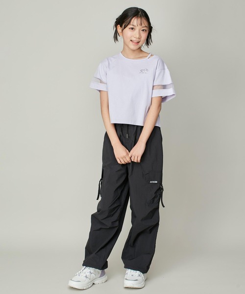 SISTER JENNI（SISTER JENNI）の「【コットン100％】そでチュール切替ネックあき短丈T（Tシャツ/カットソー・キッズ・ブラック/オフホワイト/ラベンダー・130cm/140cm/150cm/160cm）」の19枚目の写真