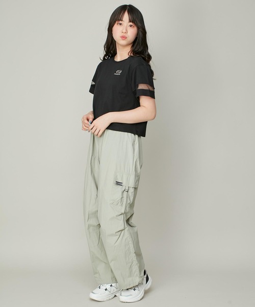 SISTER JENNI（SISTER JENNI）の「【コットン100％】そでチュール切替ネックあき短丈T（Tシャツ/カットソー・キッズ・ブラック/オフホワイト/ラベンダー・130cm/140cm/150cm/160cm）」の11枚目の写真