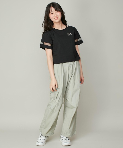 SISTER JENNI（SISTER JENNI）の「【コットン100％】そでチュール切替ネックあき短丈T（Tシャツ/カットソー・キッズ・ブラック/オフホワイト/ラベンダー・130cm/140cm/150cm/160cm）」の12枚目の写真
