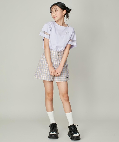 SISTER JENNI（SISTER JENNI）の「【コットン100％】そでチュール切替ネックあき短丈T（Tシャツ/カットソー・キッズ・ブラック/オフホワイト/ラベンダー・130cm/140cm/150cm/160cm）」の16枚目の写真