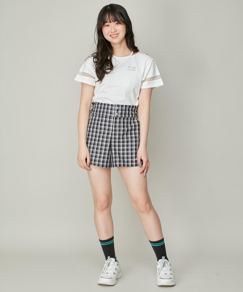 SISTER JENNI（SISTER JENNI）の「【コットン100％】そでチュール切替ネックあき短丈T（Tシャツ/カットソー・キッズ・ブラック/オフホワイト/ラベンダー・130cm/140cm/150cm/160cm）」の9枚目の写真