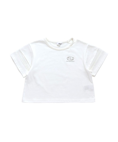 SISTER JENNI（SISTER JENNI）の「【コットン100％】そでチュール切替ネックあき短丈T（Tシャツ/カットソー・キッズ・ブラック/オフホワイト/ラベンダー・130cm/140cm/150cm/160cm）」の21枚目の写真