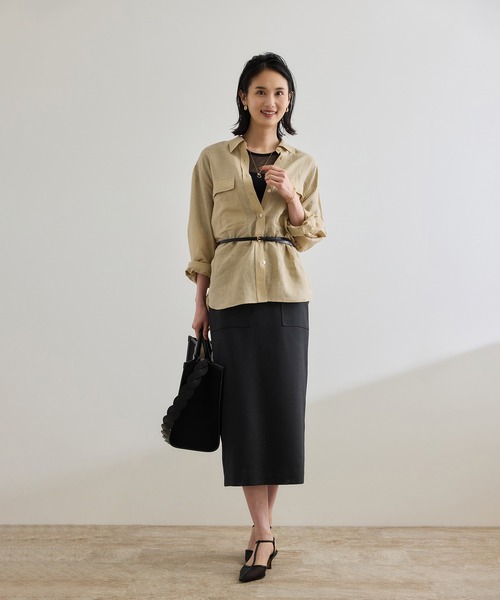 ROPE'（ロペ）の「リネンライク ポケット付きタイトスカート/イージーケア（スカート・レディース・ブラック/ベージュ/ブラウン/ワイン・36/40/38）」の6枚目の写真