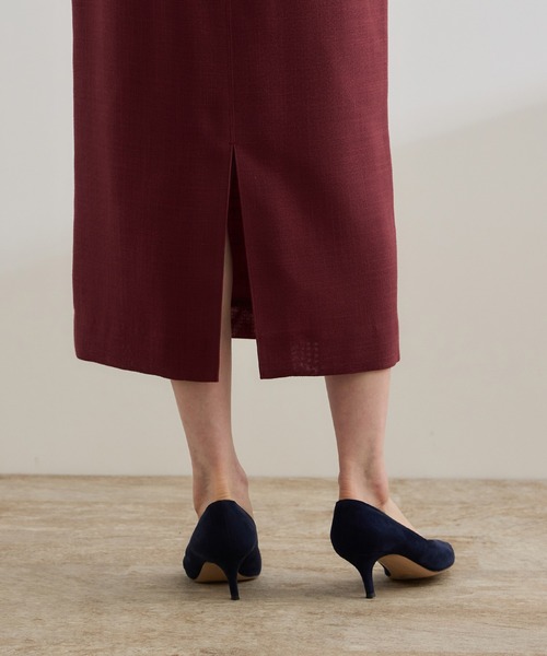 リネンライク ポケット付きタイトスカート/イージーケア（スカート