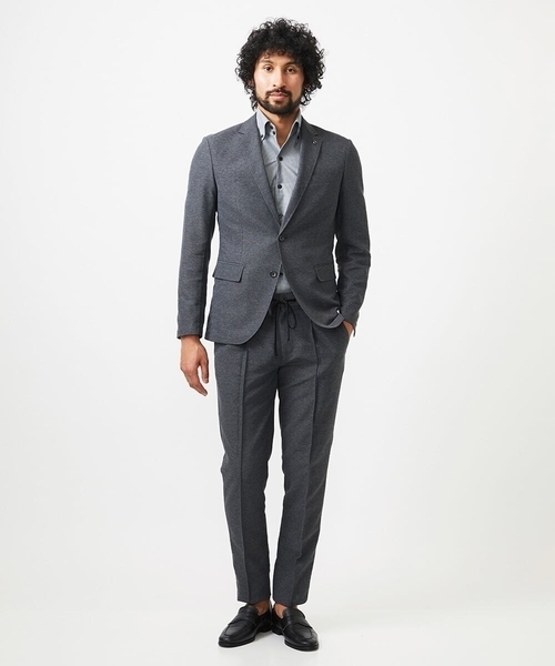 MICHEL KLEIN HOMME   （ミッシェルクランオム）の「カラミメッシュスラックスイージーパンツ　セットアップ（スラックス・メンズ・ダークグレー/ブラウン・MEDIUM/LARGE/X-LARGE）」の4枚目の写真