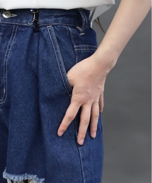 axes femme POETIQUE（アクシーズファムポエティック）の「ダメージデニムルーズパンツ（デニムパンツ・レディース・ブラック/パープル/インディゴブルー・MEDIUM）」の8枚目の写真