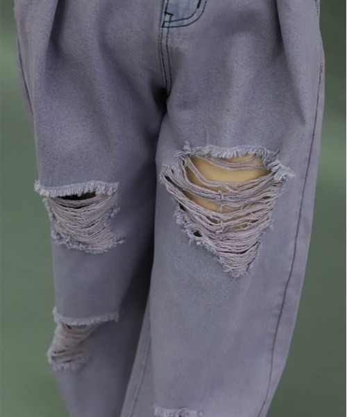 axes femme POETIQUE（アクシーズファムポエティック）の「ダメージデニムルーズパンツ（デニムパンツ・レディース・ブラック/パープル/インディゴブルー・MEDIUM）」の12枚目の写真