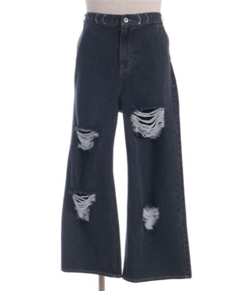 axes femme POETIQUE（アクシーズファムポエティック）の「ダメージデニムルーズパンツ（デニムパンツ・レディース・ブラック/パープル/インディゴブルー・MEDIUM）」の18枚目の写真