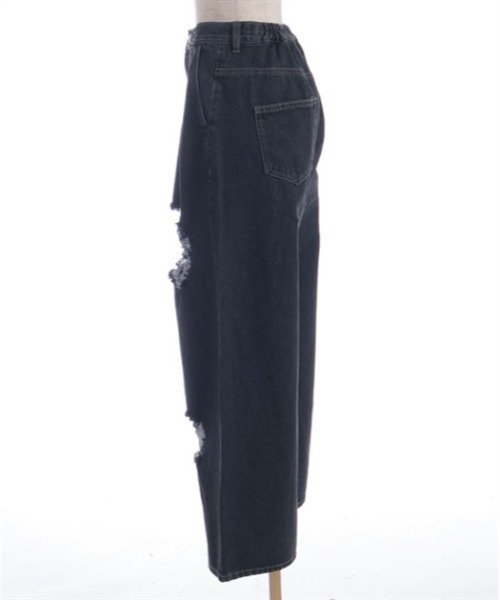 axes femme POETIQUE（アクシーズファムポエティック）の「ダメージデニムルーズパンツ（デニムパンツ・レディース・ブラック/パープル/インディゴブルー・MEDIUM）」の19枚目の写真