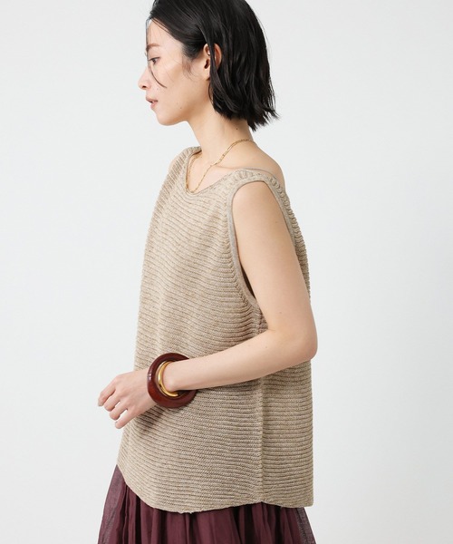 BABYLONE（バビロン）の「ノースリガーターアミニット（タンクトップ・レディース・ベージュ/ブラック/ライム・フリー）」の13枚目の写真