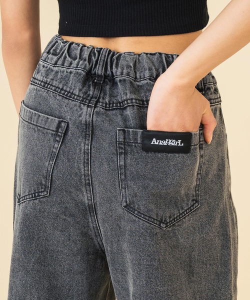 ANAP GｉRL（アナップガール）の「バック クラッシュ カットオフ デニム ワイド パンツ（デニムパンツ・キッズ・ブルー/ブラック・M/S/XS）」の6枚目の写真