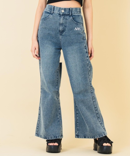 ANAP GｉRL（アナップガール）の「バック クラッシュ カットオフ デニム ワイド パンツ（デニムパンツ・キッズ・ブルー/ブラック・M/S/XS）」の9枚目の写真