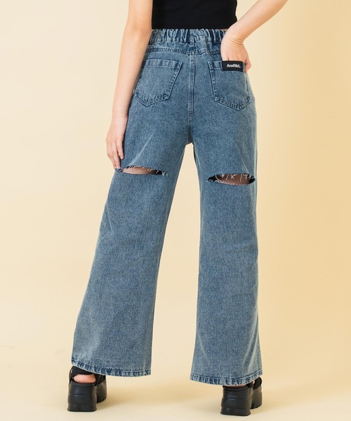 ANAP GｉRL（アナップガール）の「バック クラッシュ カットオフ デニム ワイド パンツ（デニムパンツ・キッズ・ブルー/ブラック・M/S/XS）」の12枚目の写真