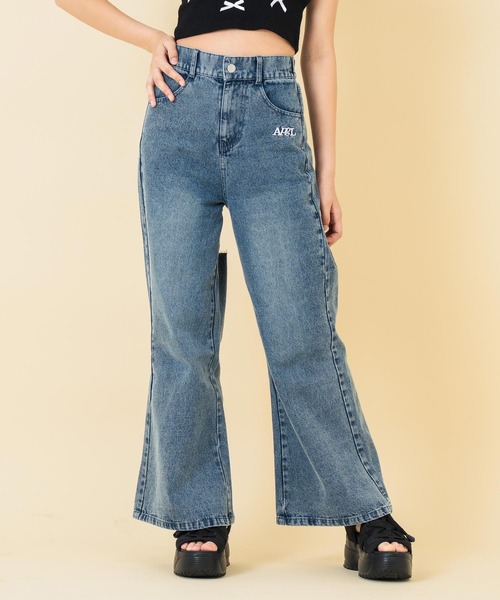 ANAP GｉRL（アナップガール）の「バック クラッシュ カットオフ デニム ワイド パンツ（デニムパンツ・キッズ・ブルー/ブラック・M/S/XS）」の8枚目の写真