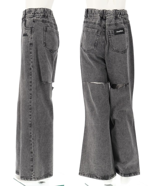 ANAP GｉRL（アナップガール）の「バック クラッシュ カットオフ デニム ワイド パンツ（デニムパンツ・キッズ・ブルー/ブラック・M/S/XS）」の17枚目の写真