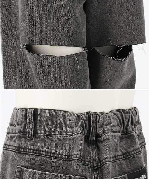 ANAP GｉRL（アナップガール）の「バック クラッシュ カットオフ デニム ワイド パンツ（デニムパンツ・キッズ・ブルー/ブラック・M/S/XS）」の19枚目の写真