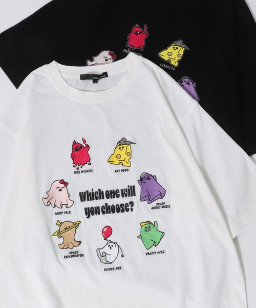 セール】Various Ghost Embroidery T-shirt/ゴースト 刺繍