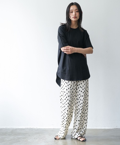 mili an deni(ミリアンデニ)の「ペイズリー&ドットカットプリーツパンツ(その他パンツ・レディース・アイボリー/ブラック系その他/ホワイト/ブラック・M)」の10枚目の写真