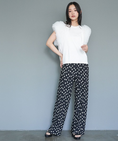mili an deni(ミリアンデニ)の「ペイズリー&ドットカットプリーツパンツ(その他パンツ・レディース・アイボリー/ブラック系その他/ホワイト/ブラック・M)」の17枚目の写真