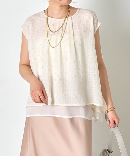 Jena espace merveilleux（ジェナ　エスパスメルヴェイユ）の「ラメチェックシフォンノースリブラウス（シャツ/ブラウス・レディース・オフホワイト/ブラック・FREE）」の21枚目の写真