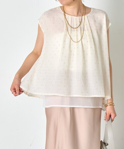 Jena espace merveilleux（ジェナ　エスパスメルヴェイユ）の「ラメチェックシフォンノースリブラウス（シャツ/ブラウス・レディース・オフホワイト/ブラック・FREE）」の22枚目の写真