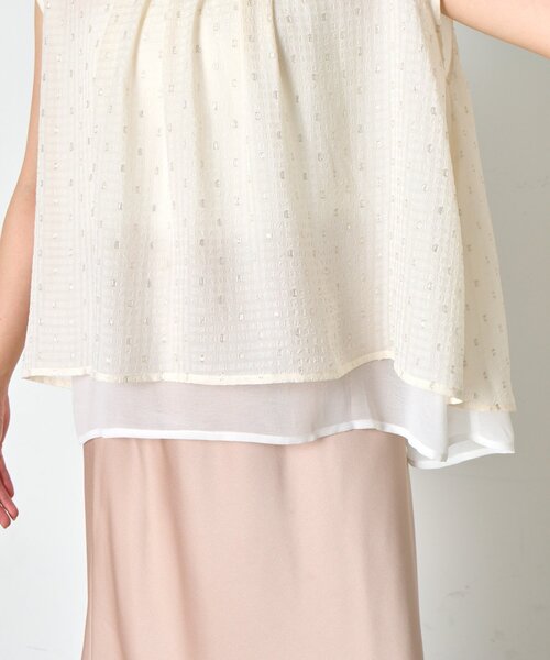 Jena espace merveilleux（ジェナ　エスパスメルヴェイユ）の「ラメチェックシフォンノースリブラウス（シャツ/ブラウス・レディース・オフホワイト/ブラック・FREE）」の4枚目の写真